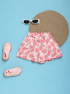 V-Mart Girls Floral Printed Mid-Rise Regular Shorts