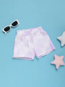 V-Mart Girls Tie and Dye Printed Mid-Rise Cotton Casual Regular Shorts