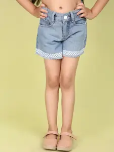 V-Mart Girls Washed Mid-Rise Denim Shorts