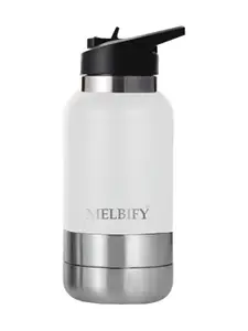 MELBIFY White & Black Stainless Steel Double Wall Vacuum Water Bottle 1 L