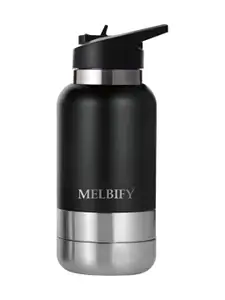 MELBIFY Black Stainless Steel Double Wall Vacuum 2-in-1 Thermos Sipper 1L