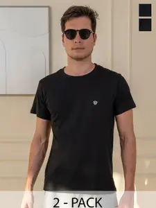 Lux Cozi Pack Of 2 Short Sleeves Round Neck Cotton Casual T-Shirts