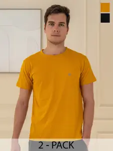 Lux Cozi Pack Of 2 Short Sleeves Round Neck Cotton Casual T-Shirts