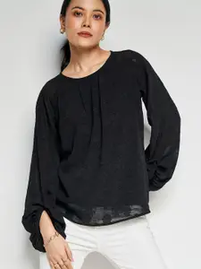AND Self Design Puff Sleeves Top