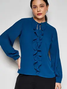AND Tie-Up Neck Cuffed Sleeves Regular Top