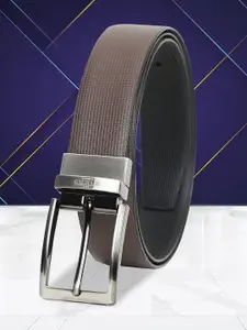 INVICTUS Men Textured Leather Reversible Formal Belt