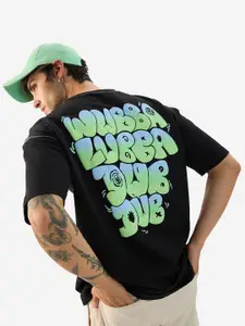 The Souled Store Typography Printed Drop-Shoulder Sleeves Cotton Oversized T-shirt