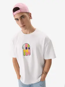 The Souled Store Graphic Printed Drop-Shoulder Sleeves Cotton Oversized T-shirt