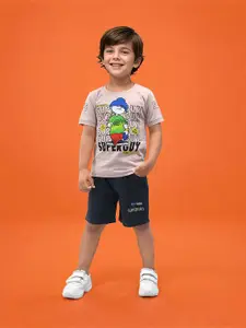 Toonyport Boys Printed Pure Cotton T-shirt With Shorts