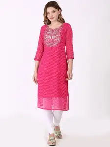 Tulip Eden Geometric Printed Zari Georgette Straight Kurta