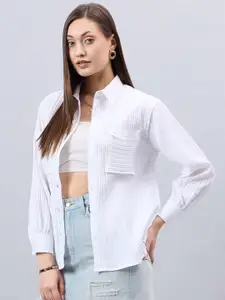 Style Quotient Striped Spread Collar Long Sleeves Casual Shirt