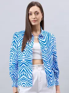 Style Quotient Blue Smart Abstract Printed Casual Shirt