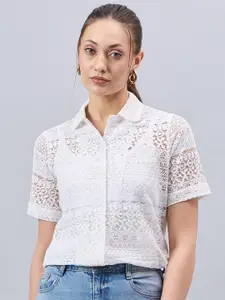 Style Quotient Smart Self Design Spread Collar Cotton Casual Shirt