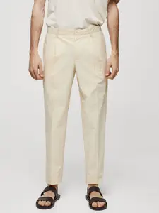 MANGO MAN Regular Fit Pure Cotton Pleated Trousers