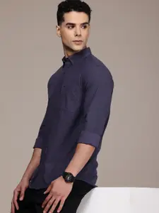 French Connection Men Premium Slim Fit Horizontal Striped Pure Cotton Casual Shirt