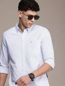 French Connection Men Premium Slim Fit Horizontal Stripes Pure Cotton Casual Shirt