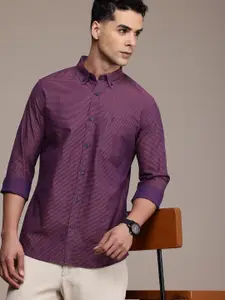 French Connection Men Premium Slim Fit Horizontal Striped Pure Cotton Casual Shirt