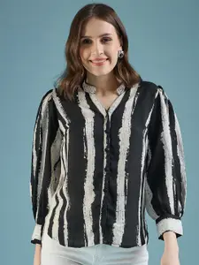 DressBerry Classic Mandarin Collar Striped Printed Casual Shirt