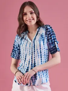 DressBerry Blue Classic Tie and Dye Printed Casual Shirt