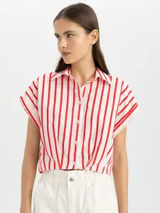 DeFacto Striped Extended Sleeves Cotton Casual Shirt