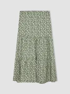 DeFacto Printed Tiered Midi Skirt