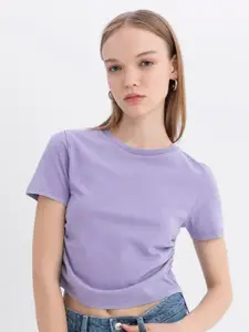 DeFacto Round Neck Pure Cotton Casual Crop T-shirt