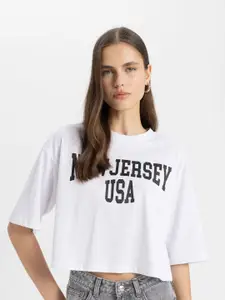 DeFacto Women Typography Drop Shoulder Sleeves T-shirt