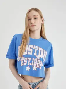 DeFacto Women Typography Printed Round Neck T-shirt