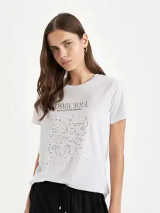 DeFacto Women Typography Printed Round Neck T-shirt