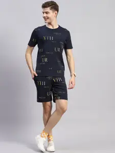 Monte Carlo Typography Printed Round Neck Short Sleeves T-shirt With Shorts