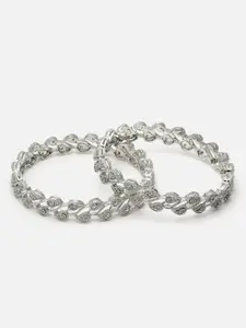Anouk White Set Of 2 Silver-Plated AD Studded Bangles
