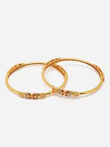 Anouk White Set Of 2 Gold-Plated CZ-Studded Bangles