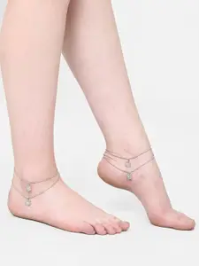 Anouk Silver-Plated Floral Charm Anklets