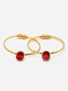 Anouk Set Of 2 Gold-Plated Cubic Zirconia-Studded Bangles