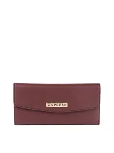Caprese Women Burgundy Solid Three Fold Wallet