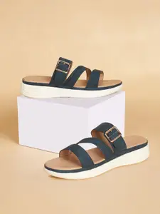 Forever Glam by Pantaloons Buckle Detailed Open Toe Flats