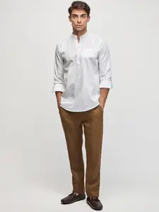 Red Flame Mandarin Collar Full Sleeve Cotton Kurta