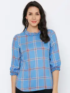 Kraus Jeans Checked Puff Sleeve Top