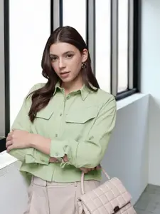 French Connection Opaque Long Sleeves Crop Casual Shirt