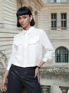 French Connection Opaque Long Sleeves Crop Casual Shirt