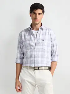 Arrow Sport Slim Fit Tartan Checked Spread Collar Long Sleeves Pure Cotton Casual Shirt