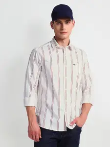 Arrow Sport Slim Fit Multi Striped Spread Collar Long Sleeves Cotton Casual Shirt