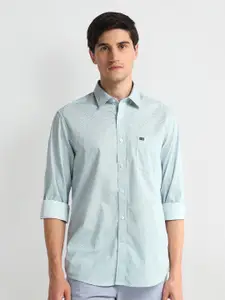 Arrow Sport Micro Ditsy Printed Spread Collar Curved Cotton Slim Fit Casual Shirt