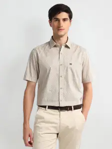 Arrow Sport Striped Spread Collar Short Sleeves Cotton Casual Shirt