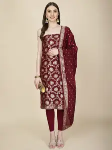 Meena Bazaar Art Silk Unstitched Dress Material