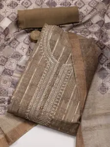 Meena Bazaar Ethnic Motifs Printed Zari Art Silk Unstitched Dress Material