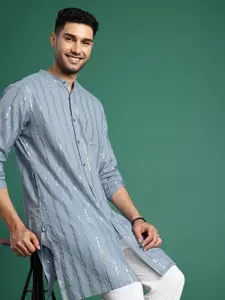 Sangria Men Striped Zari Pure Cotton Kurta