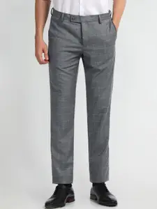 Arrow Men Slim Fit Self Design Mid-Rise Formal Trousers