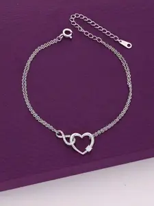KAI JEWEL Women Sterling Silver Cubic Zirconia Rhodium-Plated Link Bracelet