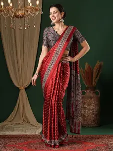 Anouk Bandhani Ethnic Printed Pure Crepe Saree